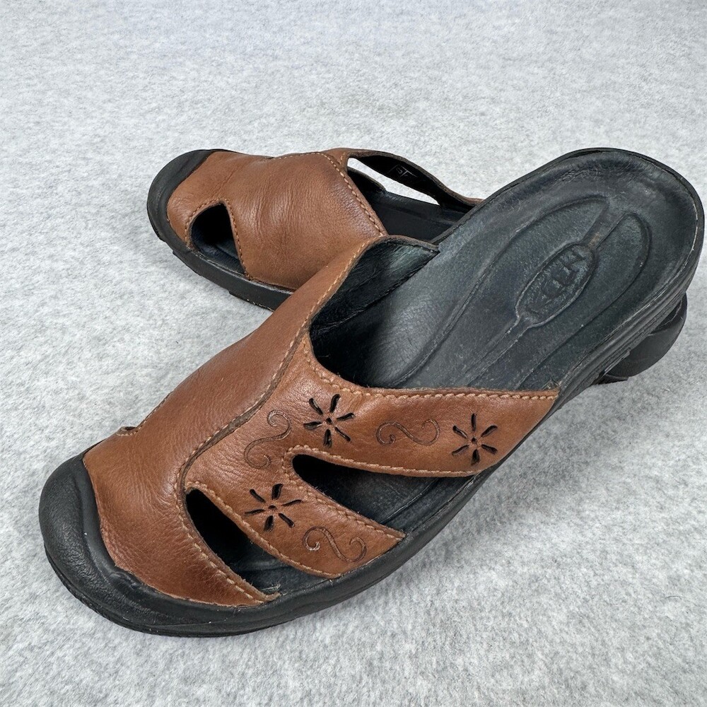 Keen Brown Leather Slip-On Mules